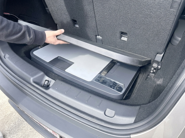 Tesla Model Y YL 6-Seater sub trunk fridge installed in sub trunk cavity - My Tesla Accessories Australia