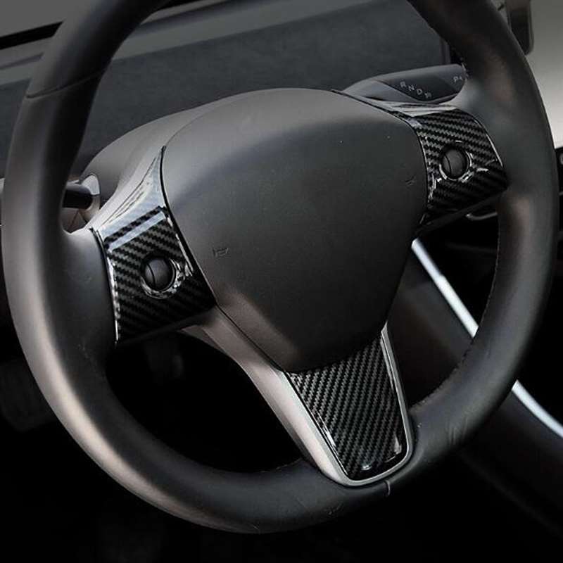 3 Pcs Set Car Steering Wheel Trim For Tesla Model Y and 3 - My Tesla Accessories Interior Accessories  