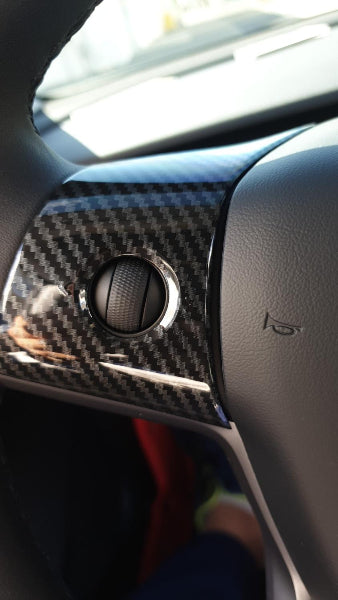 3 Pcs Set Car Steering Wheel Trim For Tesla Model Y and 3, Gloss Carbon Steering Wheel Covers for Tesla, Easy Install, Interior Accessories #mytelsaccessories, Self Install, Model 3, Model Y, Gloss Carbon