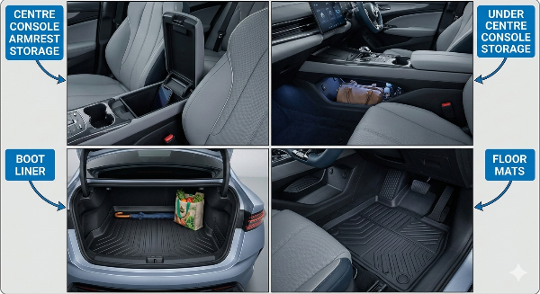 BYD Seal Bundle Pack with Floor Mat, Armrest Storage, Boot Liner and Under Centre Console Image
