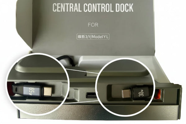 Central control dock with close-up details on a white background