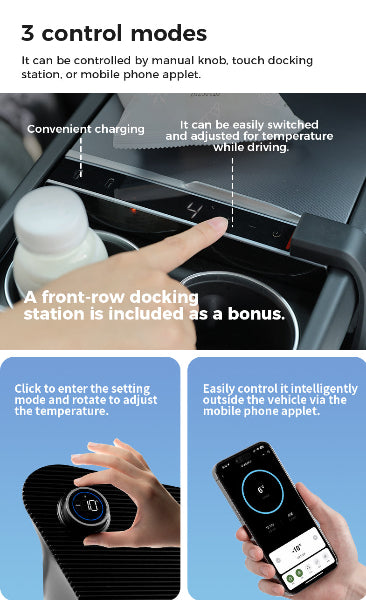 Temperature control system, manual knob, touch docking station, and smartphone app for Model 3 Highland Side Refrigerator