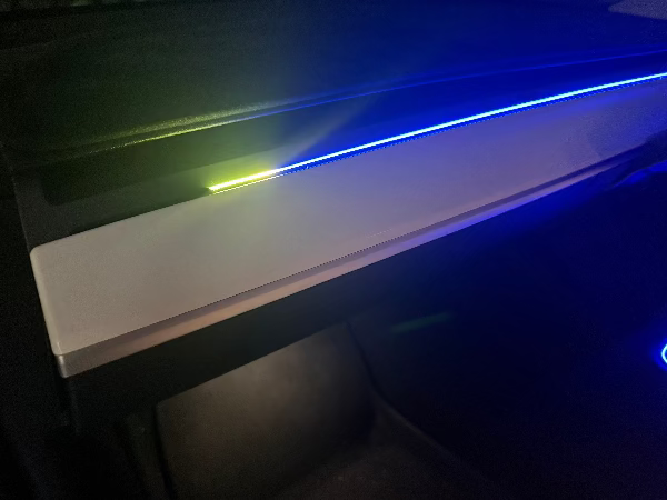 Close-up of a Door Open Warning for Tesla BSD LED light strip . #myteslaaccessoriesau