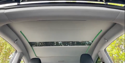 Electric Sunshade For Tesla Moel Y Juniper in part open position #myteslaaccessoriesau