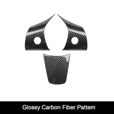 3 Pcs Set Car Steering Wheel Trim For Tesla Model Y and 3, Gloss Carbon Steering Wheel Covers for Tesla, Easy Install, Interior Accessories 