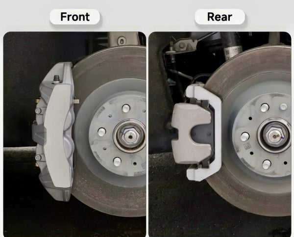 Comparison of front and rear brake systems on a vehicle that calipers fit.
