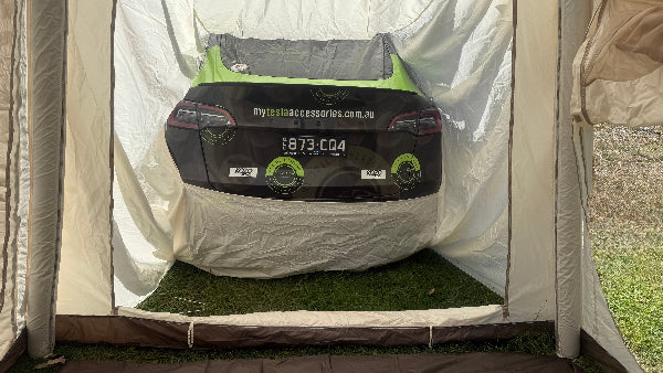 Inside Tesla Tent  With Boot Closed 