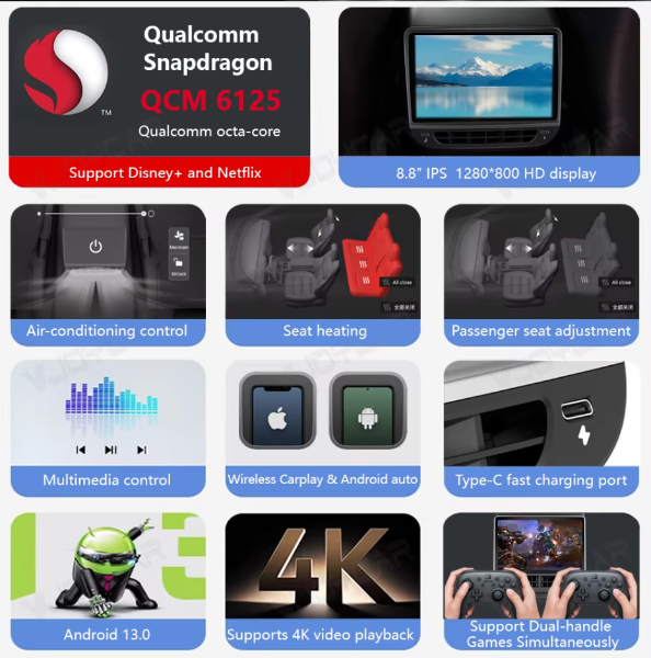 Tesla 8.8" Rear Entertainment Screen - My Tesla Accessories Interior Accessories 