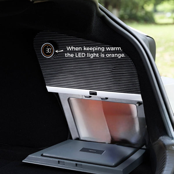 Model 3 Highland Side Fridge with LED light indicator inside a vehicle