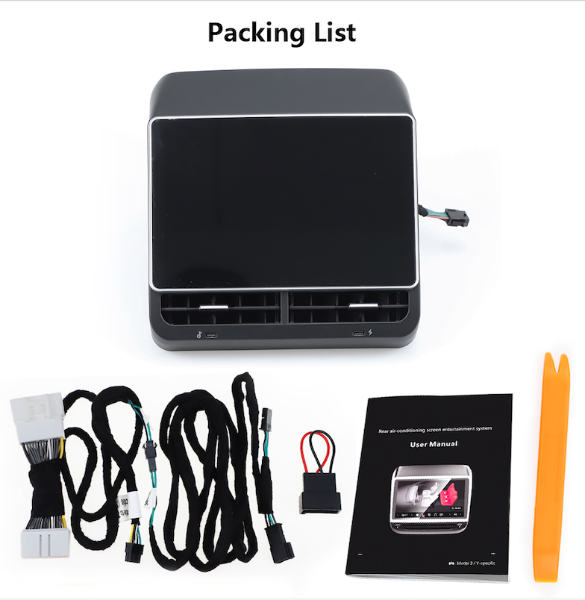 Pack list For Tesla 8.8" Rear Entertainment Display, Plug and Play, Interior Accessories, 