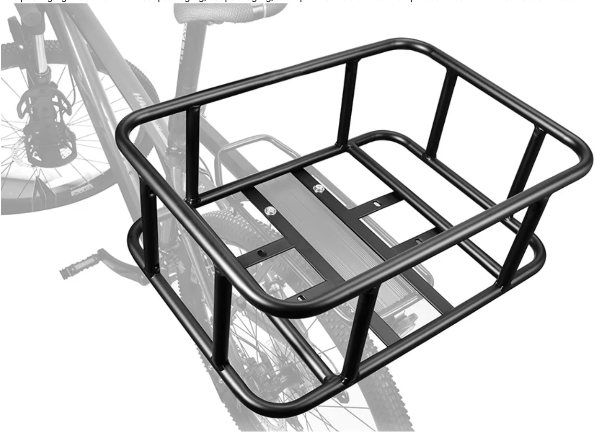 Black bicycle basket box for rear rack on a white background