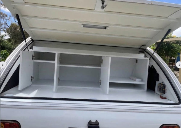 Rear Kitchenette Area On the Little Guy Camper at My Tesla Accessories