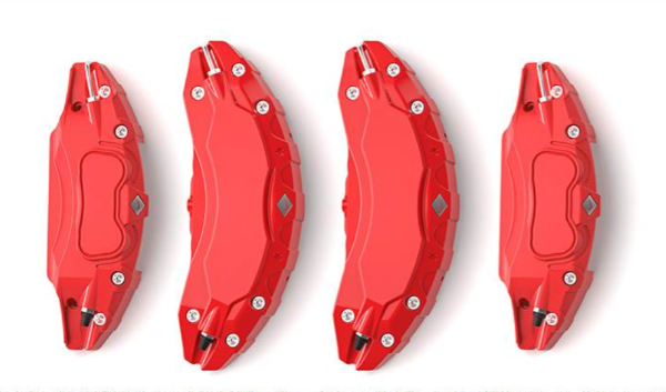 Four Waterprrof Aluminium Model Y_Brake caliper brake covers red brake covers on a white background