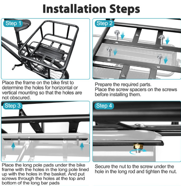 Step-by-step installation guide for a bike basket 