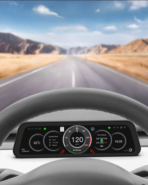 Tesla 9.6" Dash Display Screen for Highland. Digital dashboard display on a car&