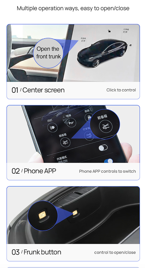 Power Electric Frunk Opening System - My Tesla Accessories Exterior Accessories 