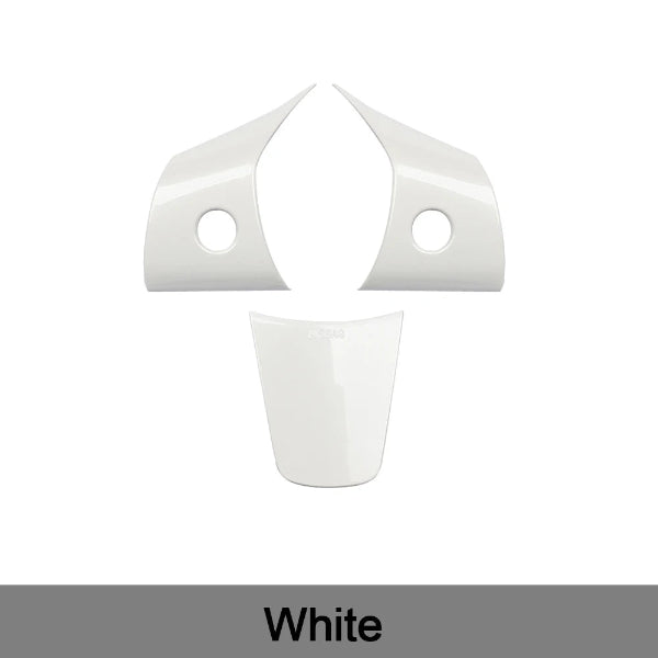 3 Pcs Set Car Steering Wheel Trim For Tesla Model Y and 3, White Gloss Steering Wheel Covers for Tesla, Easy Install, Interior Accessories 